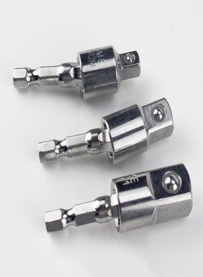 NityaEcommerce محول دوار سداسي لمفك براغي الصدمات من نيتيا إيكوميرس، مقاس 1/4 بوصة، مجموعة محول مقبس مثقاب كهربائي إلى محول مقبس مربع، 1/4 بوصة، 3/8 بوصة، 1/2 بوصة، 3 قطع - Image 1